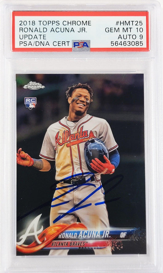 Ronald Acuna Jr. Autographed 2018 Topps Chrome Update Rookie Card #HMT25 Atlanta Braves PSA 10 Auto Grade Mint 9 PSA/DNA #56463085