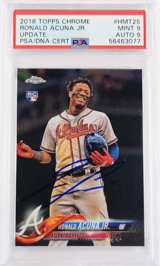 Ronald Acuna Jr. Autographed 2018 Topps Chrome Update Rookie Card #HMT25 Atlanta Braves PSA 9 Auto Grade Mint 9 PSA/DNA #56463077
