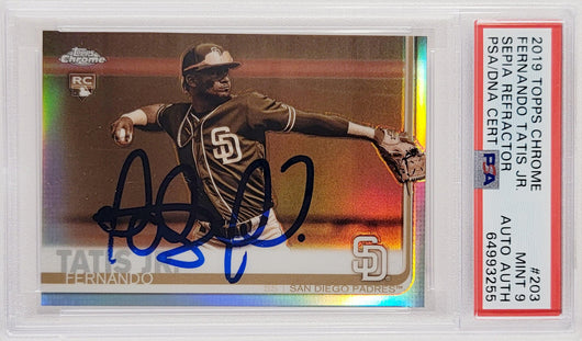 Fernando Tatis Jr. Autographed 2019 Topps Chrome Sepia Refractor Rookie Card #203 San Diego Padres PSA 9 PSA/DNA #64993255