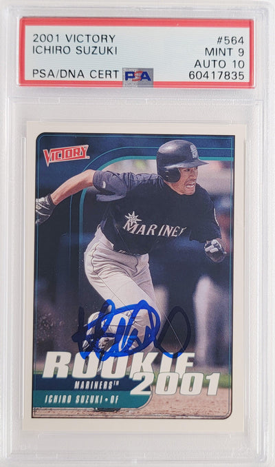 Ichiro Suzuki Autographed 2001 Upper Deck Victory Rookie Card #564 Seattle Mariners PSA 9 Auto Grade Gem Mint 10 PSA/DNA Stock #208002