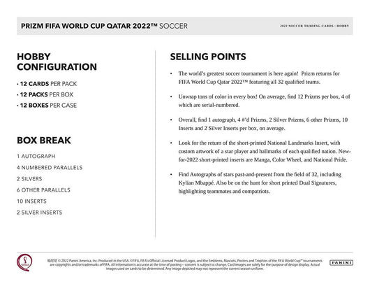 2022 Panini Prizm World Cup Soccer Hobby Box