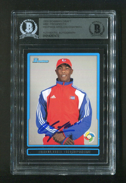 2009 Aroldis Chapman BGS Authentic Autograph Bowman Draft WBC Prospects #BDPW24 Signed Rookie Baseball Card