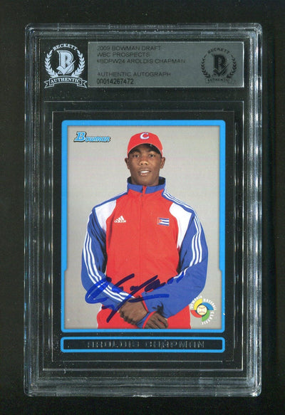 2009 Aroldis Chapman BGS Authentic Autograph Bowman Draft WBC Prospects #BDPW24 Signed Rookie Baseball Card