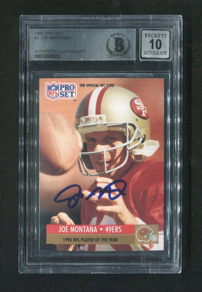 1991 Joe Montana BGS Authentic Autograph Pro Set Signed Football Card
