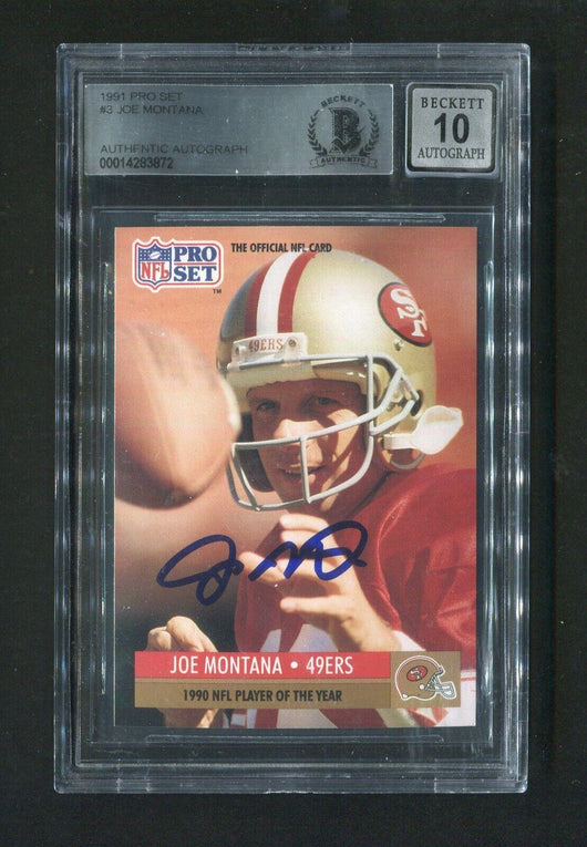 1991 Joe Montana BGS Authentic Autograph Pro Set Signed Football Card