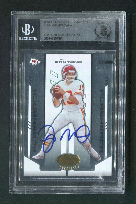2004 Joe Montana BGS Authentic Autograph Leaf Certified Signed Football Card