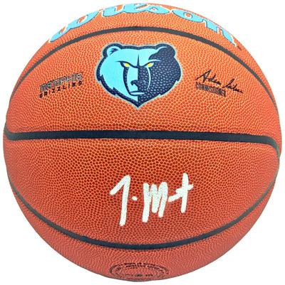 Ja Morant Autographed Composite Leather Memphis Grizzlies Logo Basketball Beckett BAS QR Stock #218618