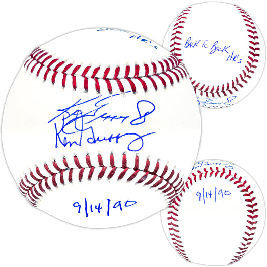 Ken Griffey Jr. & Ken Griffey Sr. Autographed Official MLB Baseball Seattle Mariners "Back To Back HR 9/14/90" Beckett BAS Witness