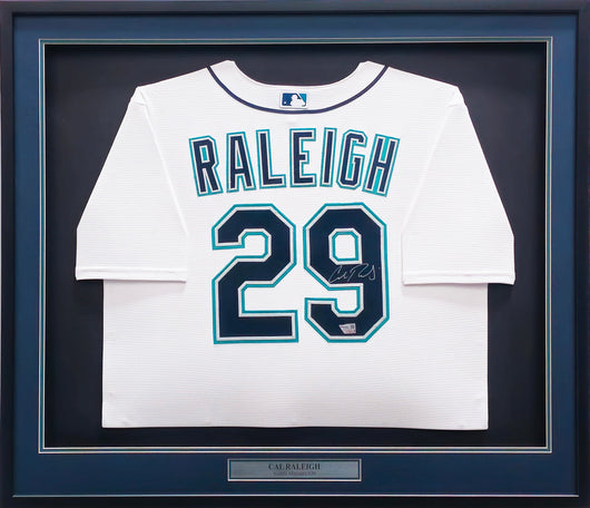 Seattle Mariners Cal Raleigh Autographed Framed White Nike Jersey Fanatics Holo