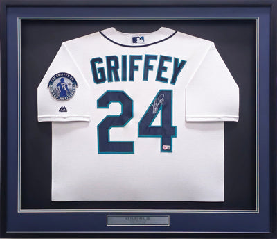 Seattle Mariners Ken Griffey Jr. Autographed Framed White Majestic Cool Base Jersey Beckett BAS QR