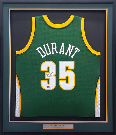 Seattle Supersonics Kevin Durant Autographed Framed Green Authentic Mitchell & Ness HWC Swingman 2007-08 Jersey Beckett BAS QR