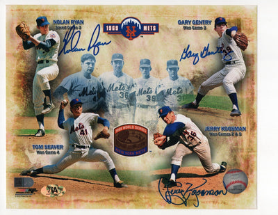 Nolan Ryan, Jerry Koosman and Gary Gentry Signed 8x10 Photo (AIV AA23956)