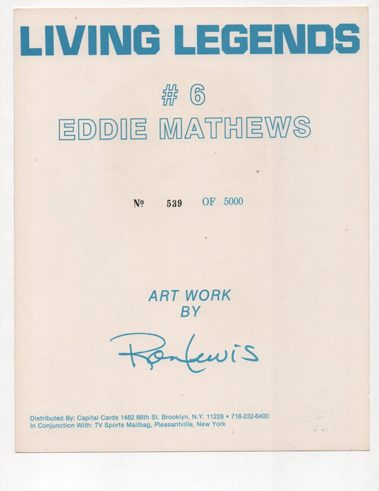 Eddie Mathews Signed Living Legends #539 of 5000 8x10 Photo (AIV AA24145)