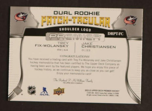 2020 Upper Deck Wolansky Jake Christiansen Dual RC Tacular /5 patch