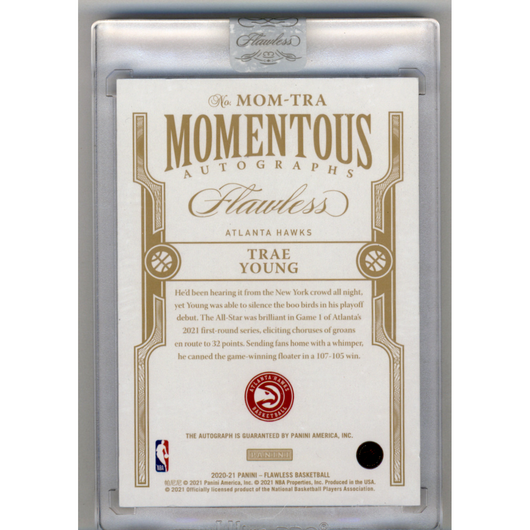 2021 Panini Flawless Momentous Autographs Trae Young #MOM-TRA