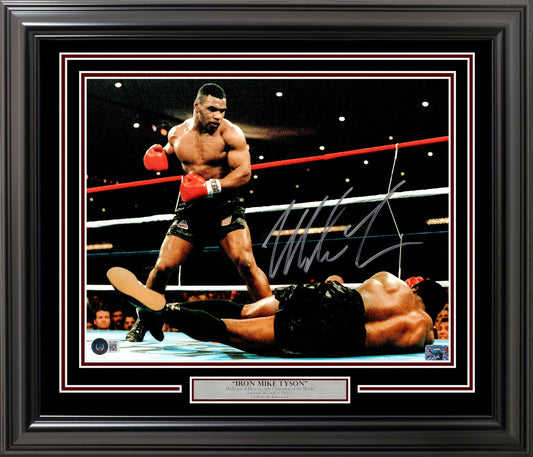 Mike Tyson Autographed Framed 11x14 Photo Standing Over Beckett BAS QR
