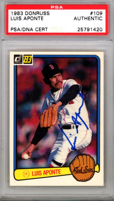 Luis Aponte Autographed 1983 Donruss Rookie Card #109 Boston Red Sox PSA/DNA #25791420