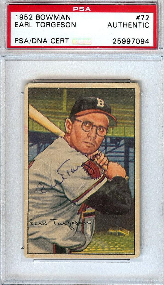 Earl Torgeson Autographed 1952 Bowman Card #72 Boston Braves PSA/DNA #25997094