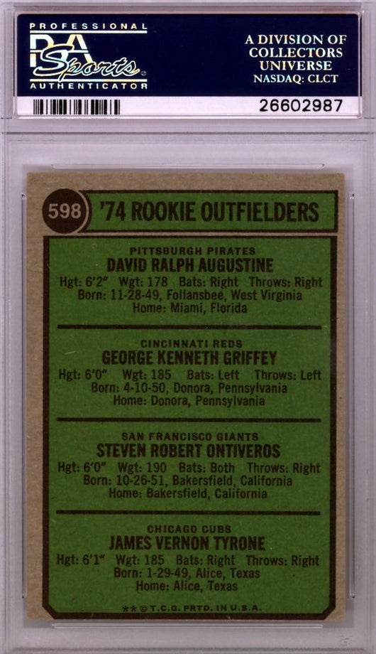 Dave Augustine Autographed 1974 Topps Rookie Card #598 Pittsburgh Pirates PSA/DNA #26602987