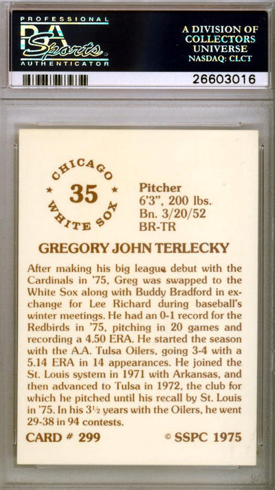 Greg Terlecky Autographed 1975 SSPC Card #299 St. Louis Cardinals PSA/DNA #26603016