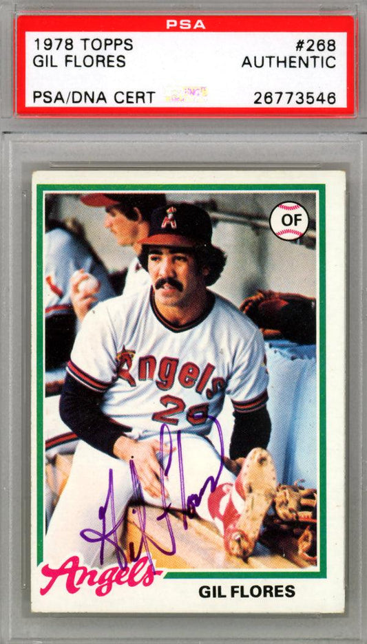 Gil Flores Autographed 1978 Topps Card #268 California Angels PSA/DNA #26773546