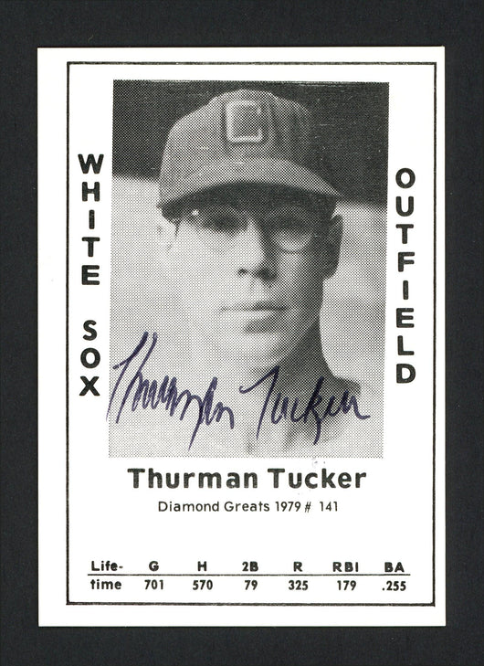 Thurman Tucker Autographed 1979 Diamond Greats Card #141 Chicago White Sox SKU #165629