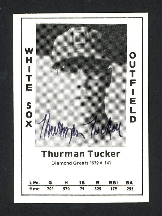 Thurman Tucker Autographed 1979 Diamond Greats Card #141 Chicago White Sox SKU #165630