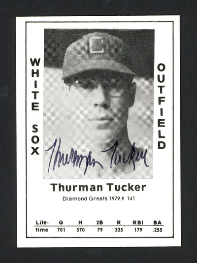 Thurman Tucker Autographed 1979 Diamond Greats Card #141 Chicago White Sox SKU #165630
