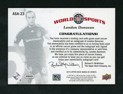 2010 Upper Deck World of Sports ASA-23 Landon Donovan All-Sport Apparel LA Galaxy Auto