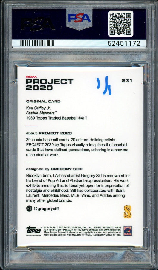 Ken Griffey Jr. Autographed Topps Project 2020 Gregory Siff Card #231 Seattle Mariners "24" #1/1 PSA/DNA #52451172