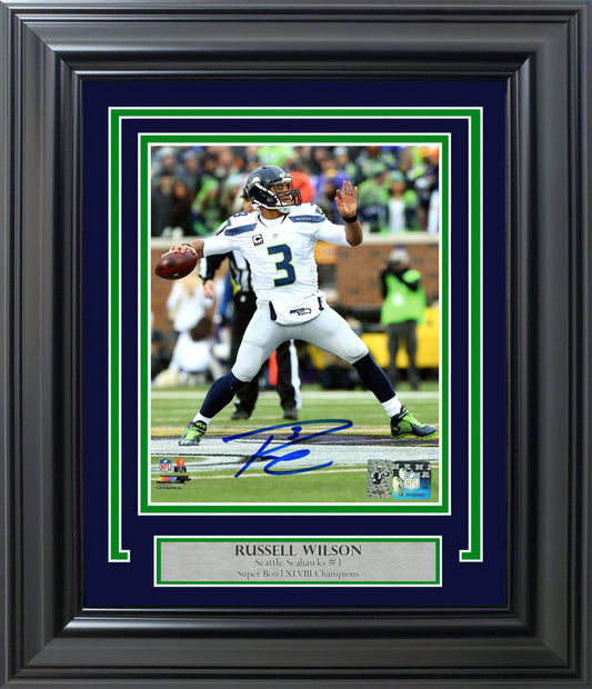 Russell Wilson Autographed Framed 8x10 Photo Seattle Seahawks RW Holo Stock #202118