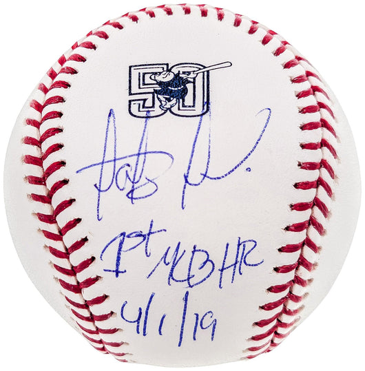 Fernando Tatis Jr. Autographed Official MLB 50th Anniversary Logo Baseball San Diego Padres "1st MLB HR 4/1/19" JSA #SD53983
