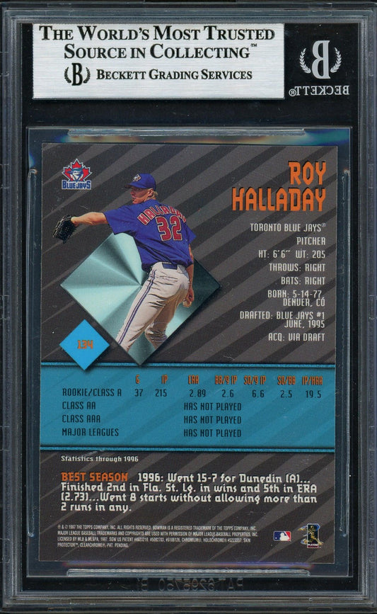 Roy Halladay Autographed 1997 Bowman's Best Rookie Card #134 Toronto Blue Jays Beckett BAS #13187511