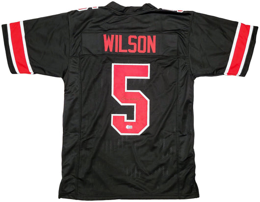 Ohio State Buckeyes Garrett Wilson Autographed Black Jersey Beckett BAS Stock #201973