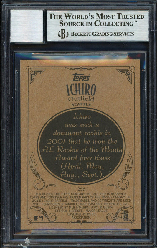 Ichiro Suzuki Autographed 2002 Topps 206 Card #256A Seattle Mariners Auto Grade 10 Beckett BAS Stock #189822