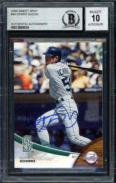 Ichiro Suzuki Autographed 2006 Upper Deck Sweet Spot Card #44 Seattle Mariners Auto Grade 10 Beckett BAS #12669524