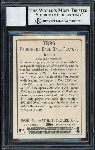 Ichiro Suzuki Autographed 2009 Topps Turkey Red Card #TR96 Seattle Mariners Auto Grade 10 Beckett BAS Stock #189862