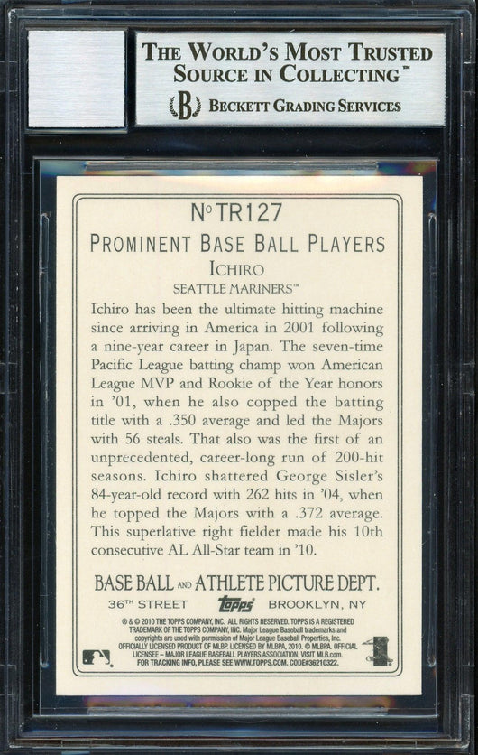 Ichiro Suzuki Autographed 2010 Topps Turkey Red Card #TR127 Seattle Mariners Auto Grade 10 Beckett BAS Stock #189883