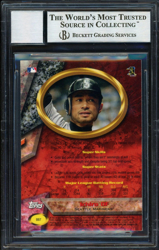 Ichiro Suzuki Autographed 2011 Bowman's Best Card #BB7 Seattle Mariners Auto Grade 10 Beckett BAS Stock #189894