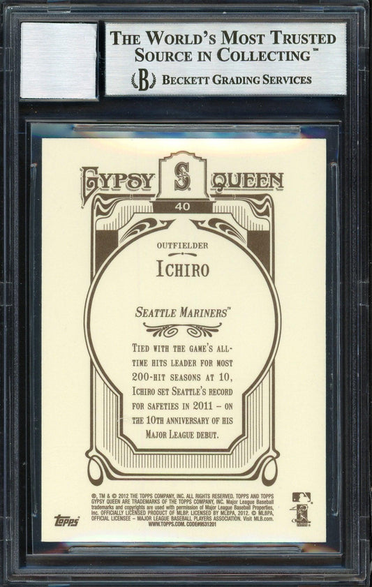 Ichiro Suzuki Autographed 2012 Topps Gypsy Queen Card #40 Seattle Mariners Auto Grade 10 Beckett BAS Stock #189915