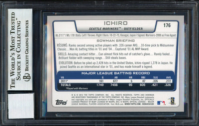 Ichiro Suzuki Autographed 2012 Bowman Silver Ice Card #176 Seattle Mariners Auto Grade 10 Beckett BAS #12669906