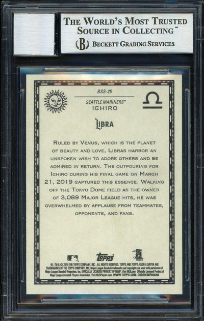 Ichiro Suzuki Autographed 2019 Topps Allen & Ginter Baseball Star Signs Card #BSS-25 Seattle Mariners Auto Grade 10 Beckett BAS #12670134
