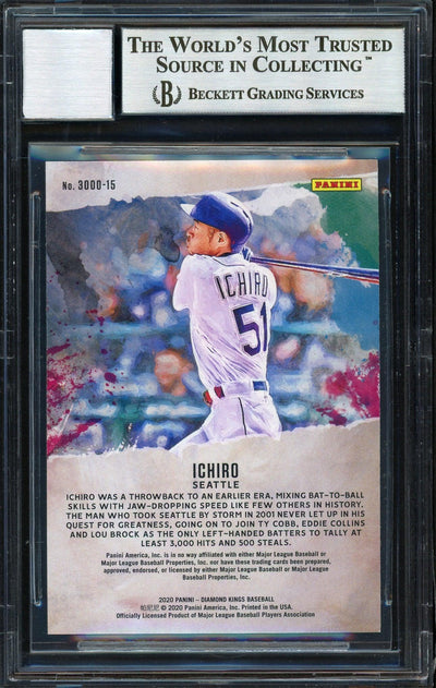 Ichiro Suzuki Autographed 2020 Panini Diamond Kings 3000 Card #3000-15 Seattle Mariners Auto Grade 10 Beckett BAS Stock #189971