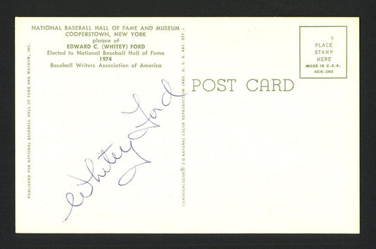 Whitey Ford Autographed HOF Plaque Postcard New York Yankees Lot of 5 Signed on Back SKU #161002