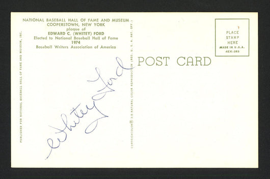 Whitey Ford Autographed HOF Plaque Postcard New York Yankees Lot of 5 Signed on Back SKU #161002