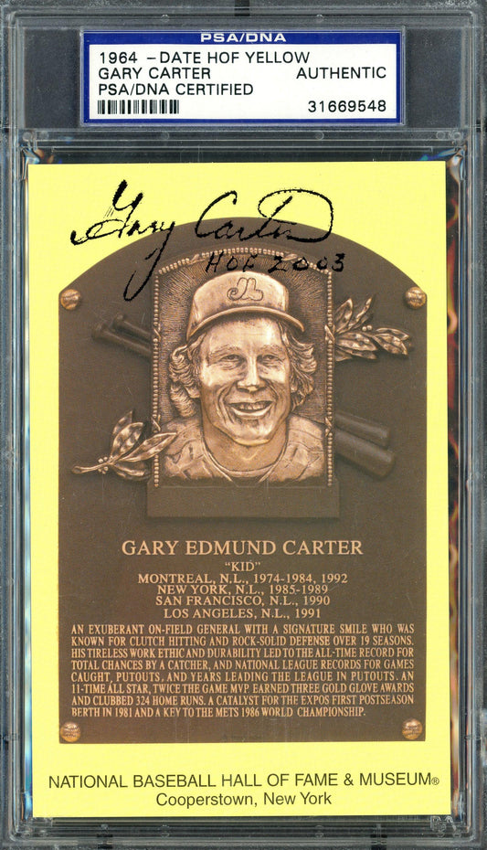 Gary Carter Autographed HOF Plaque Postcard Montreal Expos "HOF 2003" PSA/DNA #31669548