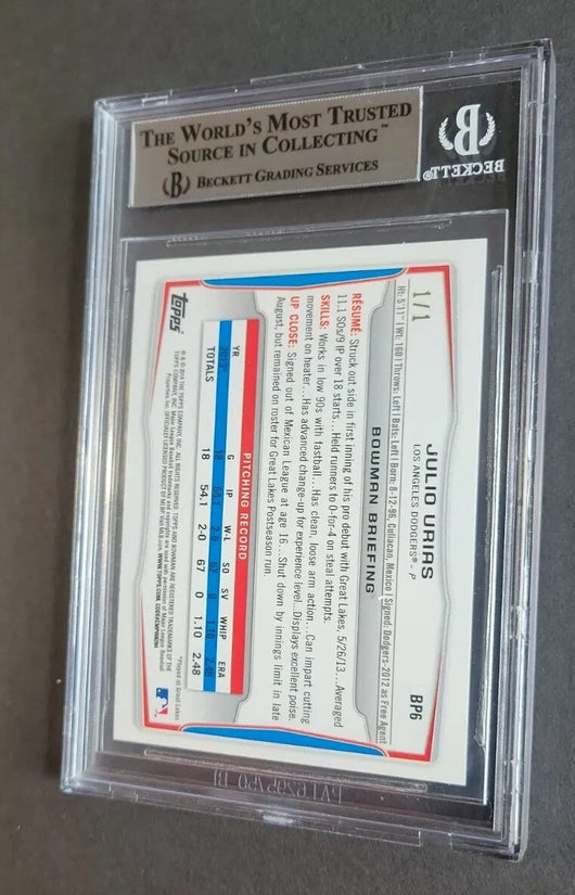2014 Bowman Julio Urías #BP6 White Ice Rookie BGS 9