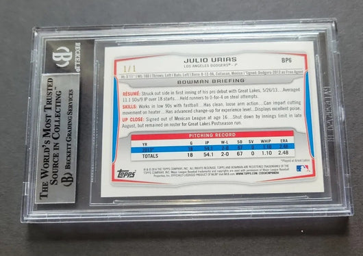 2014 Bowman Julio Urías #BP6 White Ice Rookie BGS 9