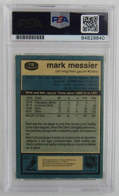 Mark Messier Signed Encapsulated O-Pee-Chee Card #118 PSA/DNA
