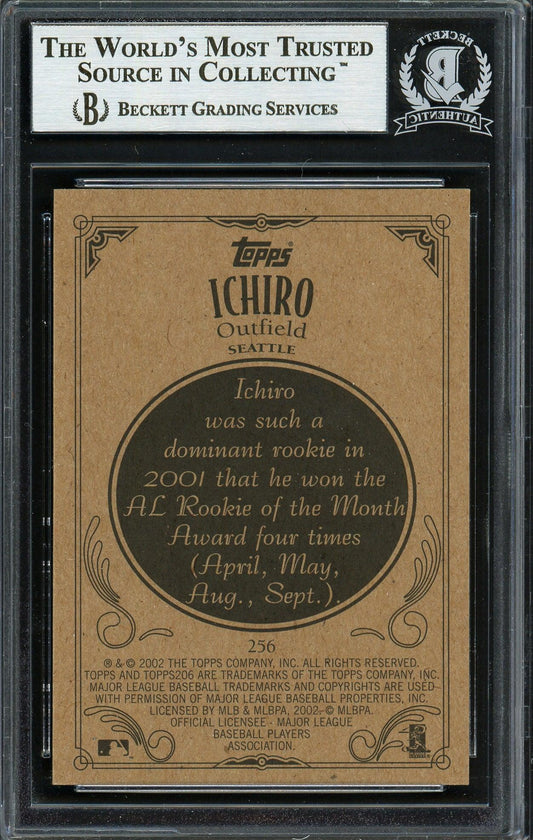 Ichiro Suzuki Autographed 2002 Topps 206 Card #256B Seattle Mariners Beckett BAS Stock #191252